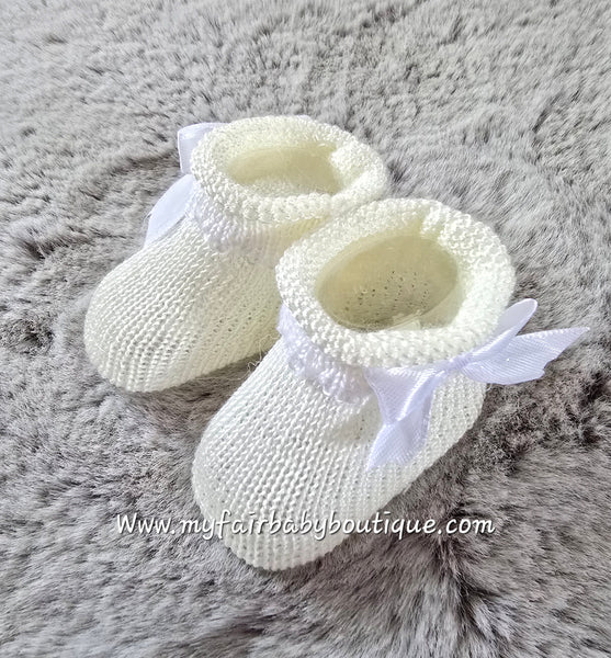 Spanish Perle Knit Baby Booties ~ 0-3m