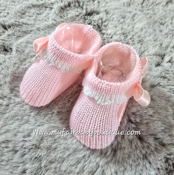 Spanish Perle Knit Baby Booties ~ 0-3m