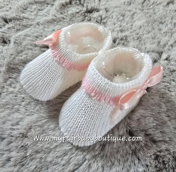 Spanish Perle Knit Baby Booties ~ 0-3m