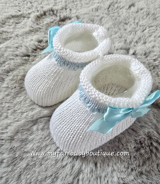 Spanish Perle Knit Baby Booties ~ 0-3m