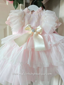 Sonata Infantil SS25 Spanish Girls Baby Pink Ruffle Dress VE2502 ~ 2y ~ IN STOCK NOW