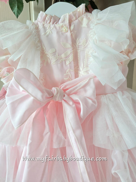 Sonata Infantil SS25 Spanish Girls Baby Pink Ruffle Dress VE2502 ~ 2y ~ IN STOCK NOW