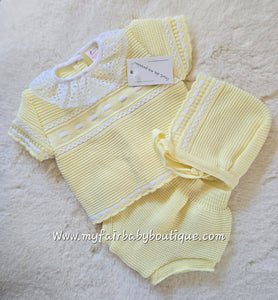 Spanish Baby Girls Lemon Knitted Jam Pant Set ~ 0-3m