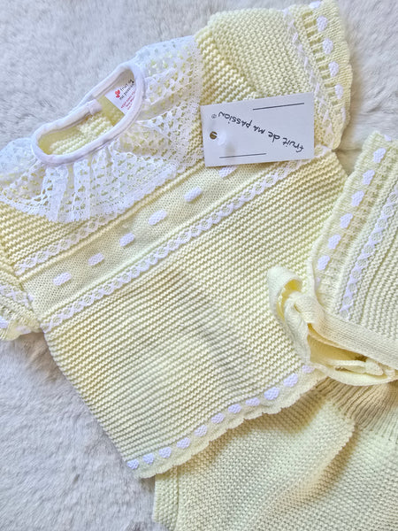 Spanish Baby Girls Lemon Knitted Jam Pant Set ~ 0-3m