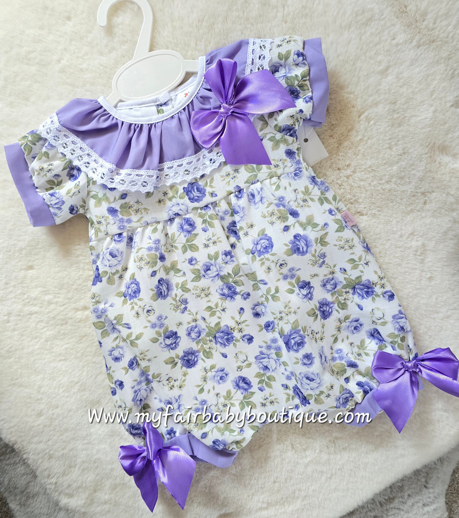 Spanish Baby Girls Purple Floral Romper ~ 3-36m