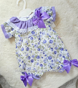 Spanish Baby Girls Purple Floral Romper ~ 3-36m