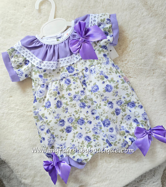 Spanish Baby Girls Purple Floral Romper ~ 3-36m