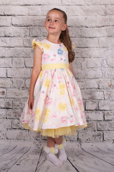 Beau Kid Girls Lemon Floral Party Dress 55118 - 3-8y