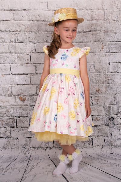 Beau Kid Girls Lemon Floral Party Dress 55118 - 3-8y