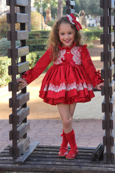 La Amapola AW24 Spanish Girls Caperucita Red Puffball Dress - IN STOCK NOW