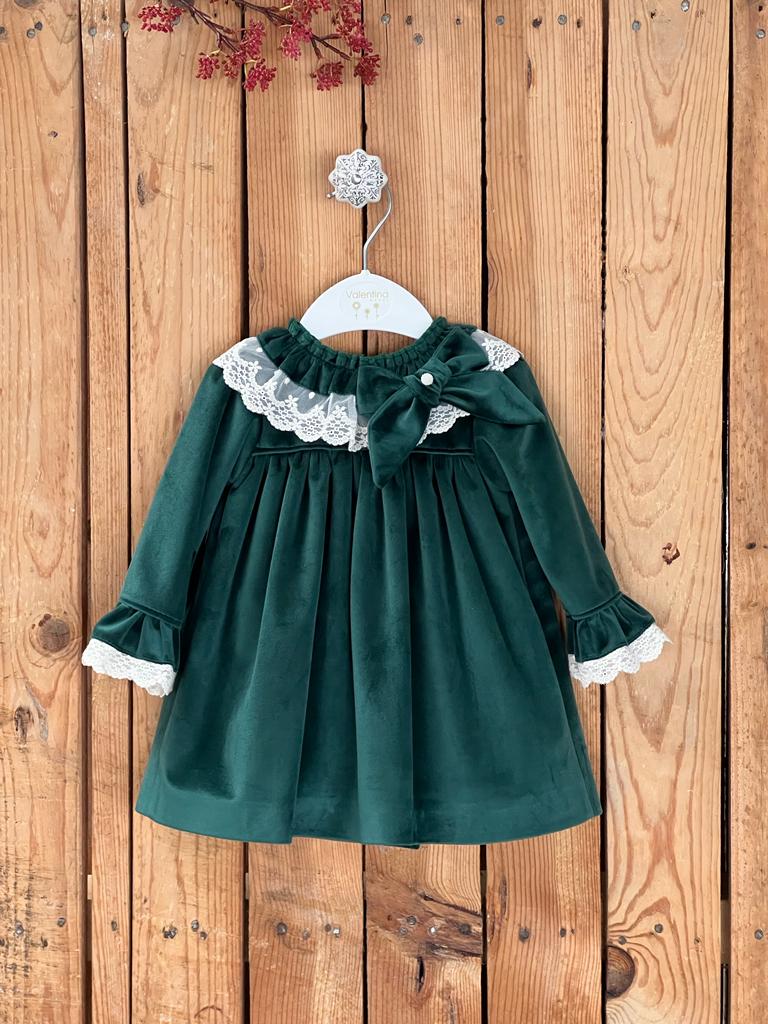 Bottle green fashion lace dress