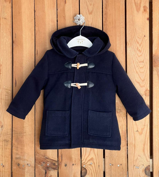 Traditional Spanish Baby Boys Navy Hooded Duffle Coat