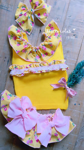 Ela Confeccion SS24 Spanish Girls Yellow 3PC Knitted Summer Set - MADE TO ORDER