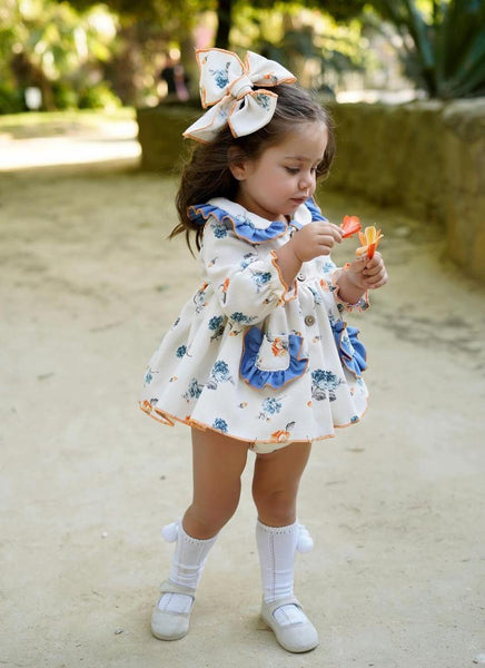 Ela Confeccion AW24 Spanish Girls White Floral Dress Set - MADE TO ORDER