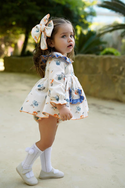 Ela Confeccion AW24 Spanish Girls White Floral Dress Set - MADE TO ORDER