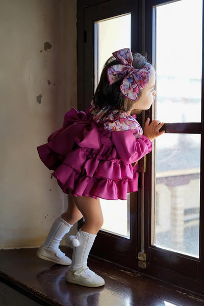 Ela Confeccion AW24 Spanish Girls Pink Floral Dress Set - MADE TO ORDER