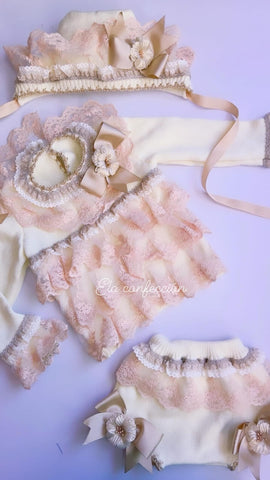 Ela Confeccion AW24 Spanish Girls Cream Knitted 3PC Set - MADE TO ORDER