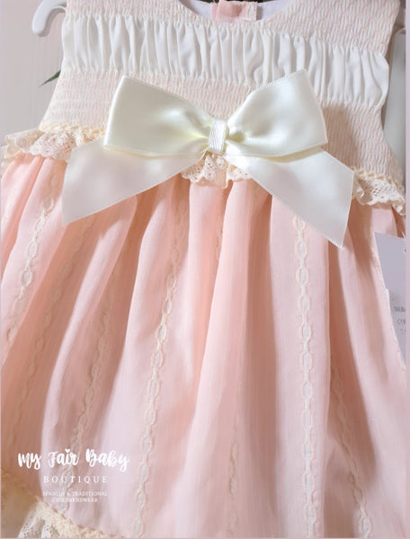 Spanish Wee Me Baby Girls Pink & Cream Puffball Dress & Pants MYD2439 ~ 12-36m