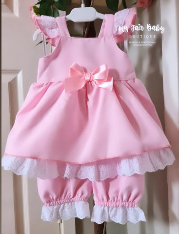 Spanish Baby Girls Pink Sundress & Bloomers ~ 3-36m