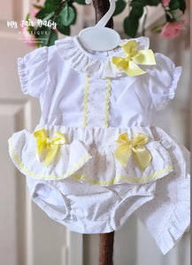 Spanish Baby Girls Lemon Frilly Jam Pant & Hat Set