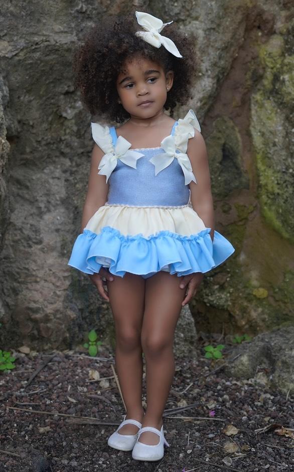 Ela Confeccion SS25 Spanish Girls Blue Half Knit Sun Dress - 3y & 5y ~ IN STOCK NOW