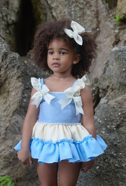Ela Confeccion SS25 Spanish Girls Blue Half Knit Sun Dress - 3y & 5y ~ IN STOCK NOW