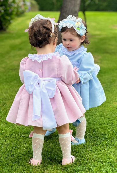 Sonata infantil AW24 Spanish Girls Blue Smocked Puffball Dress IN2440 - MADE TO ORDER