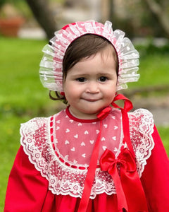 Sonata Infantil AW24 Spanish Baby Girls Red Bonnet IN2445 - 5 COLOURS - MADE TO ORDER