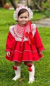 Sonata Infantil AW24 Spanish Baby Girls Red Dress 3pc Set IN2445 ~ 18m ~ IN STOCK NOW