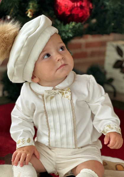 Sonata Infantil AW24 Spanish Baby Boys Cream Christmas Short Set - MADE TO ORDER