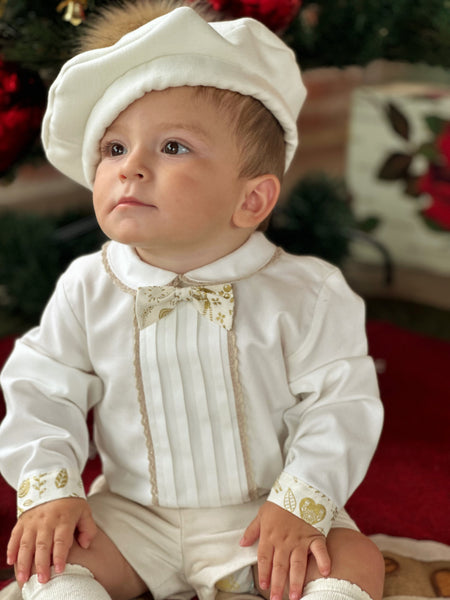 Sonata Infantil AW24 Spanish Baby Boys Cream Christmas Short Set - MADE TO ORDER