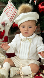 Sonata Infantil AW24 Spanish Baby Boys Cream Christmas Short Set - MADE TO ORDER