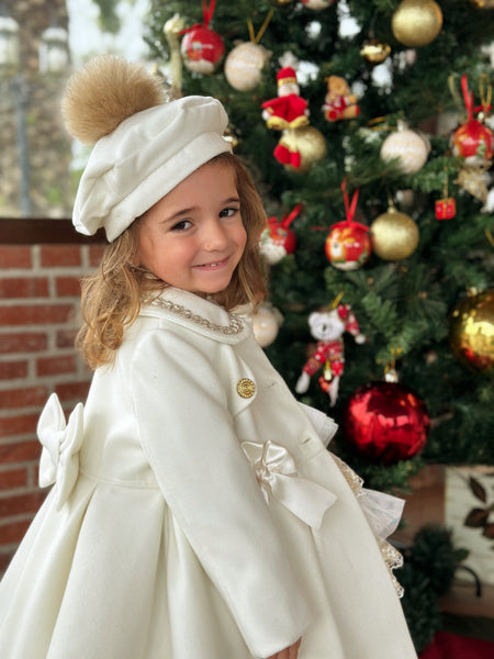 Sonata Infantil AW24 Spanish Girls Cream Winter Coat IN2407 - MADE TO ORDER