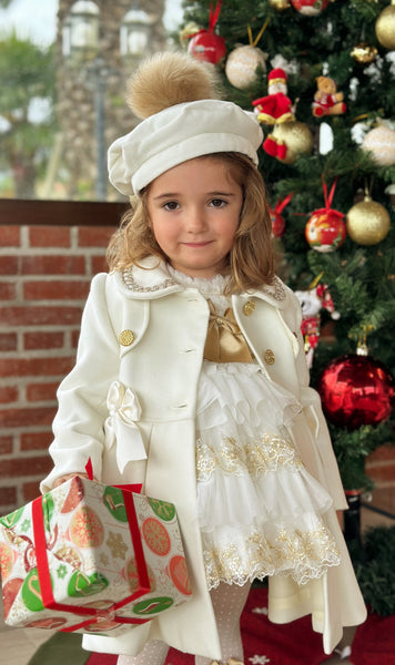 Sonata Infantil AW24 Spanish Girls Cream Winter Coat IN2407 - MADE TO ORDER