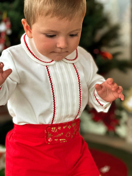 Sonata Infantil AW24 Spanish Baby Boys Red Christmas Short Set - MADE TO ORDER