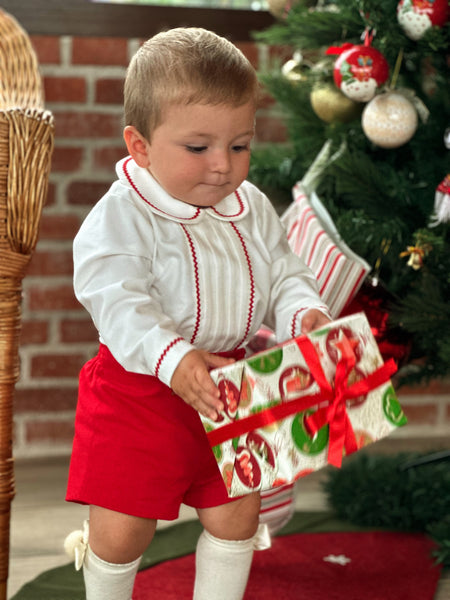 Sonata Infantil AW24 Spanish Baby Boys Red Christmas Short Set - MADE TO ORDER