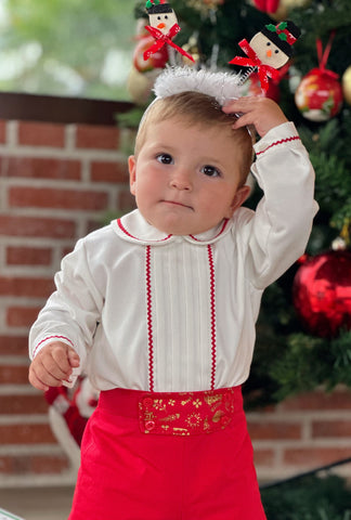 Sonata Infantil AW24 Spanish Baby Boys Red Christmas Short Set - MADE TO ORDER