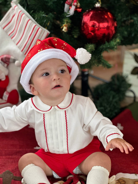 Sonata Infantil AW24 Spanish Baby Boys Red Christmas Short Set - MADE TO ORDER