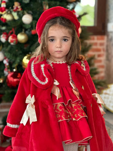 Sonata Infantil AW24 Spanish Girls Luxury Red Fur Coat IN2406 - MADE TO ORDER