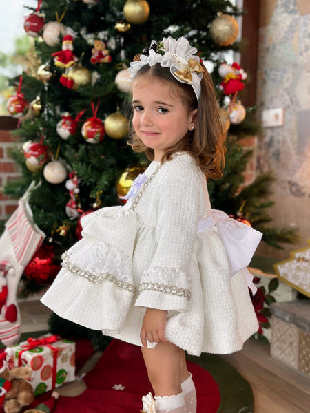 Sonata Infantil AW24 Spanish Girls Luxury Ivory Ruffled Puffball Dress IN2401 - MADE TO ORDER