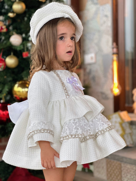 Sonata Infantil AW24 Spanish Girls Luxury Ivory Ruffled Puffball Dress IN2401 - MADE TO ORDER