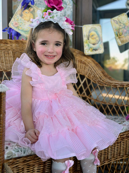 Sonata Infantil SS25 Spanish Girls Pink Ruffle Dress VE2516 ~ 3y ~ IN STOCK NOW