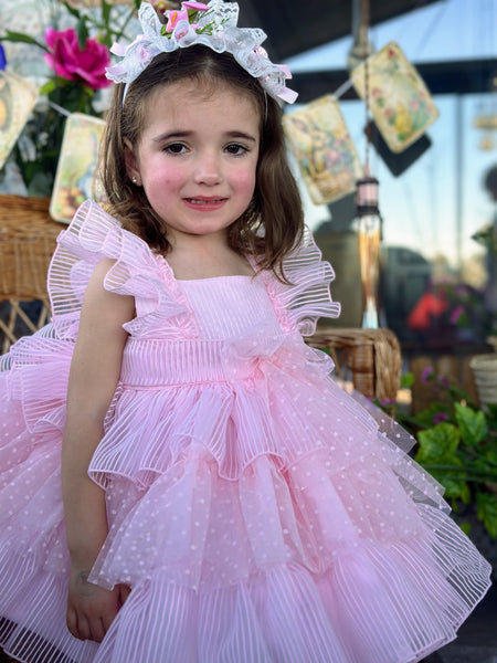 Sonata Infantil SS25 Spanish Girls Pink Ruffle Dress VE2516 ~ 3y ~ IN STOCK NOW