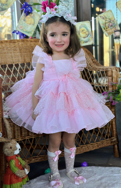 Sonata Infantil SS25 Spanish Girls Pink Ruffle Dress VE2516 ~ 3y ~ IN STOCK NOW