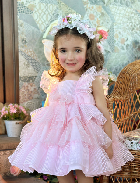 Sonata Infantil SS25 Spanish Girls Pink Ruffle Dress VE2516 ~ 3y ~ IN STOCK NOW