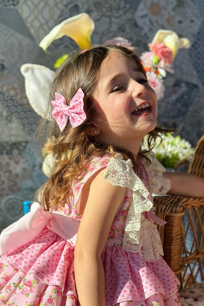 Sonata Infantil SS25 Spanish Girls Pink Roses Ruffle Dress VE2517 ~ 3y ~ IN STOCK NOW