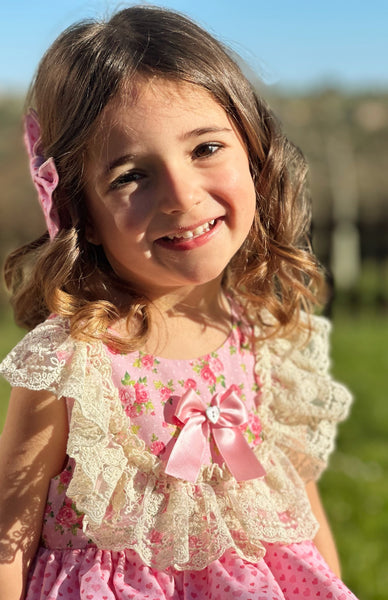 Sonata Infantil SS25 Spanish Girls Pink Roses Ruffle Dress VE2517 ~ 3y ~ IN STOCK NOW