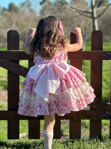 Sonata Infantil SS25 Spanish Girls Pink Roses Ruffle Dress VE2517 ~ 3y ~ IN STOCK NOW