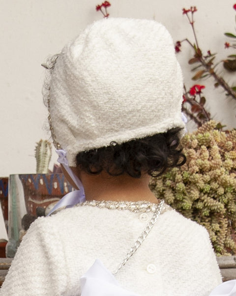 Sonata Infantil AW24 Spanish Girls Cream & Gold Bonnet IN2412 - MADE TO ORDER