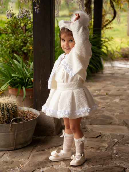Sonata Infantil AW24 Spanish Girls Cream Skirt 4PC Set IN2402 - MADE TO ORDER